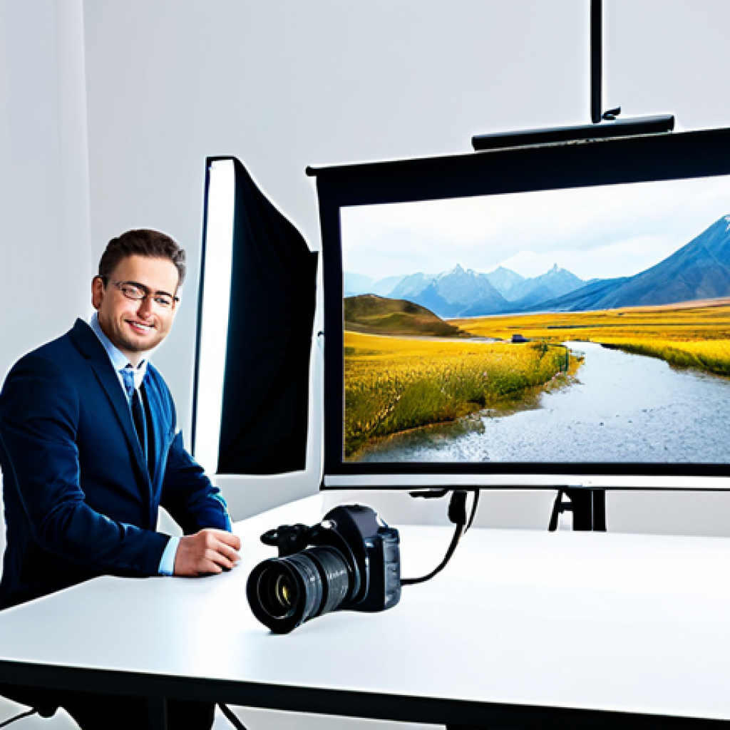 Mastering Photo Editing Basics**

"A photographer in a brightly lit studio, demonstrating exposure, contrast, and white balance adjustments on a large monitor displaying a landscape photo. The photographer is fully clothed in a professional outfit, appropriate attire, safe for work. The studio setting includes softbox lighting and camera equipment. Perfect anatomy, correct proportions, natural pose. High-quality digital art, professional photography, safe for work, appropriate content, fully clothed, professional."

**