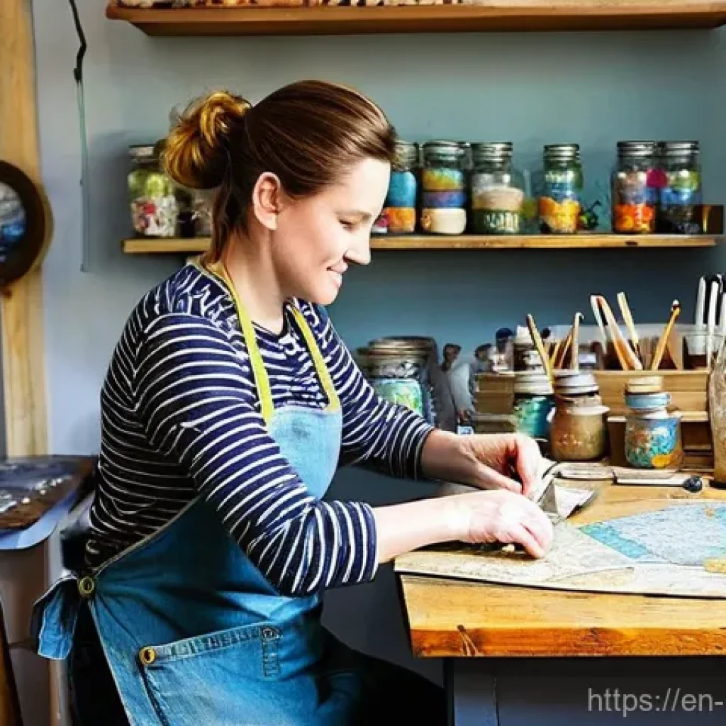 공예 작품 만들기 - **Prompt: The Upcycled Artisan's Haven**
    A brightly lit, airy crafting studio during the day, sh...