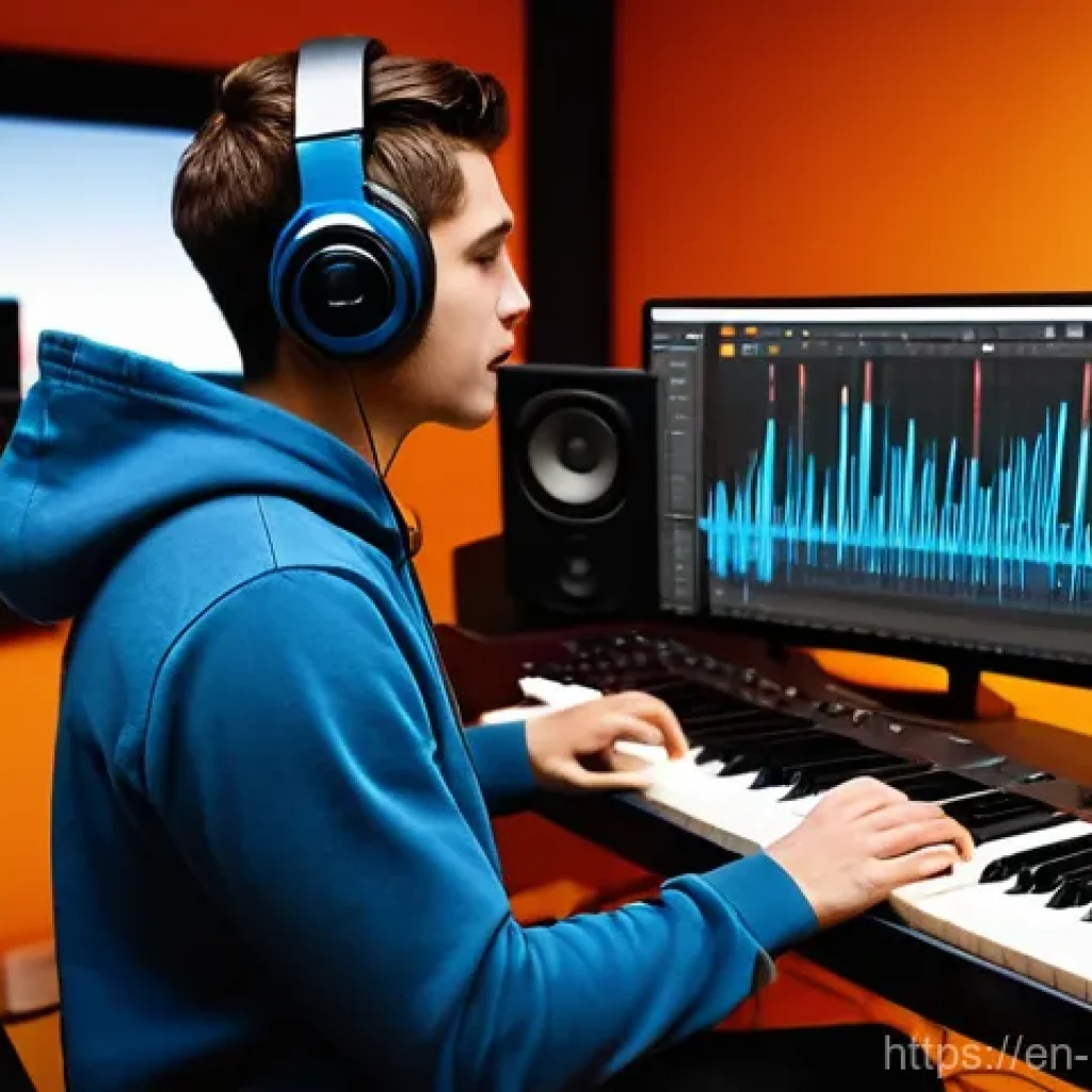 음악 작곡 프로그램 - **Prompt 1: The Modern Home Studio Maestro**
    A young, diverse individual, gender-neutral, wearin...