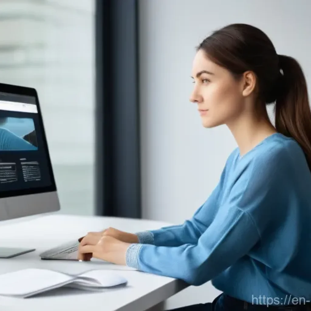 아코디언 학습 - **Prompt:** A modern UX designer, a woman in her late 20s or early 30s with a focused expression, si...