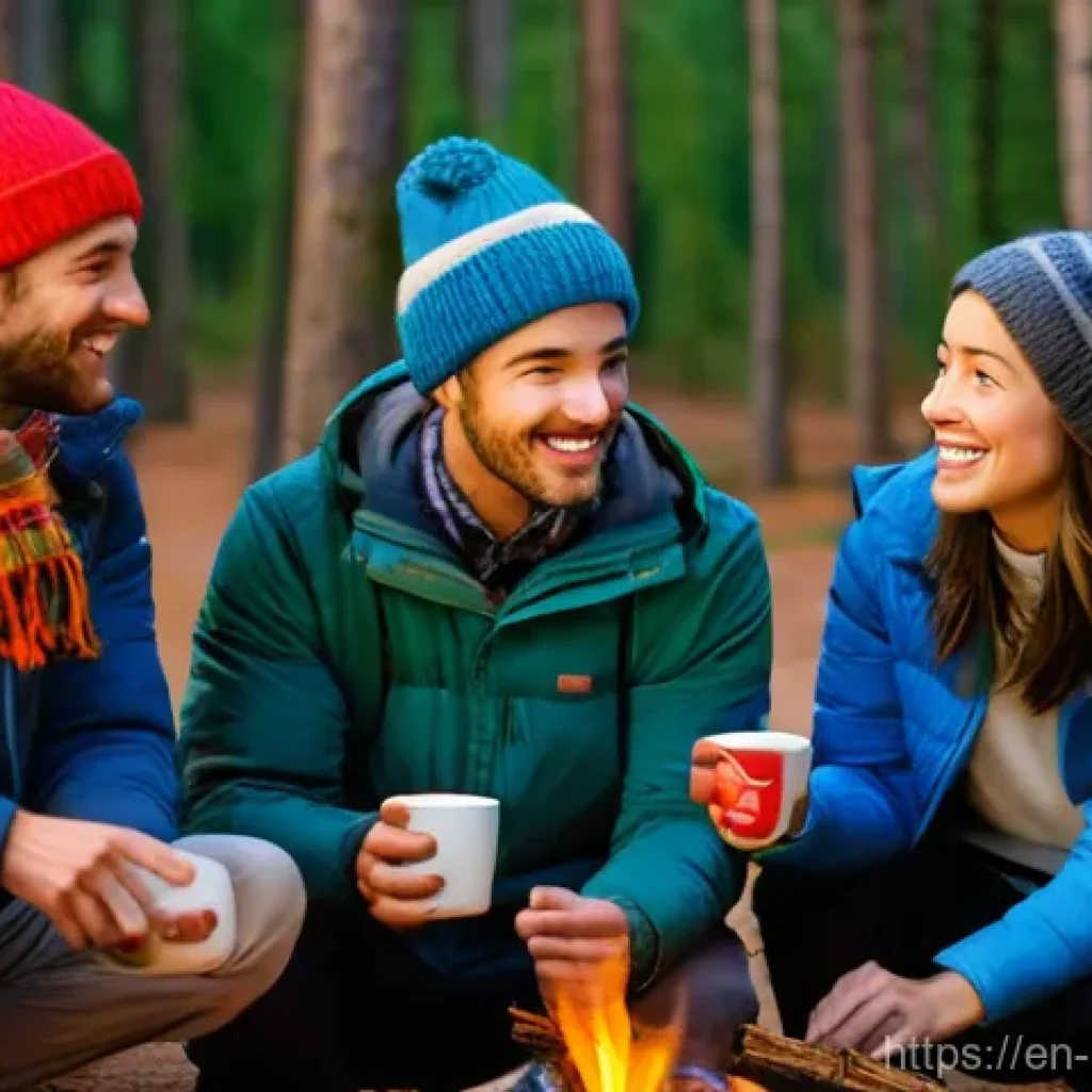 캠핑 커뮤니티 - **Prompt 1: Campfire Connection**
"A diverse group of five adults, ranging in age from late 20s ...