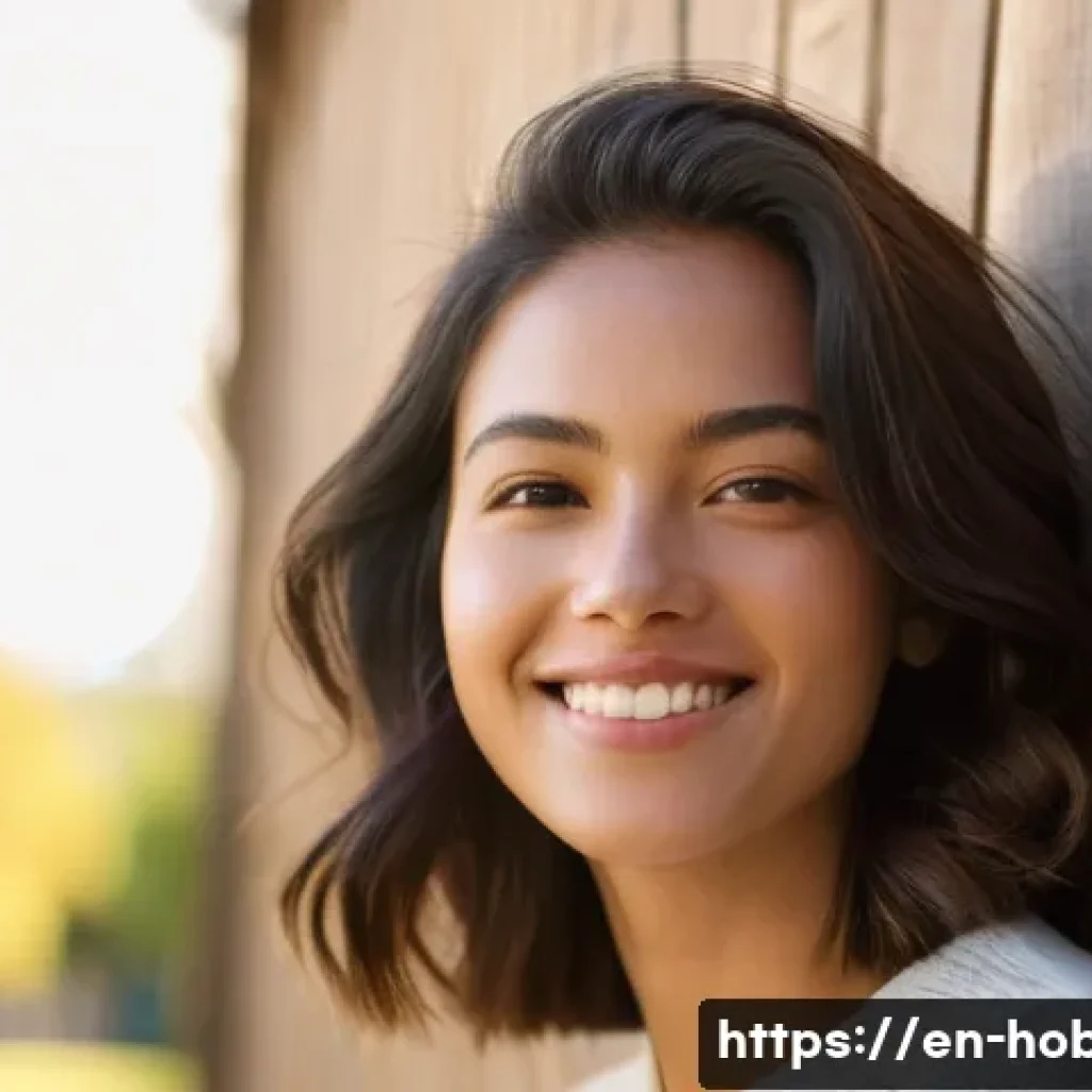 인물 사진 촬영 - A natural outdoor portrait of a young woman in her mid-20s during golden hour, softly lit by warm si...