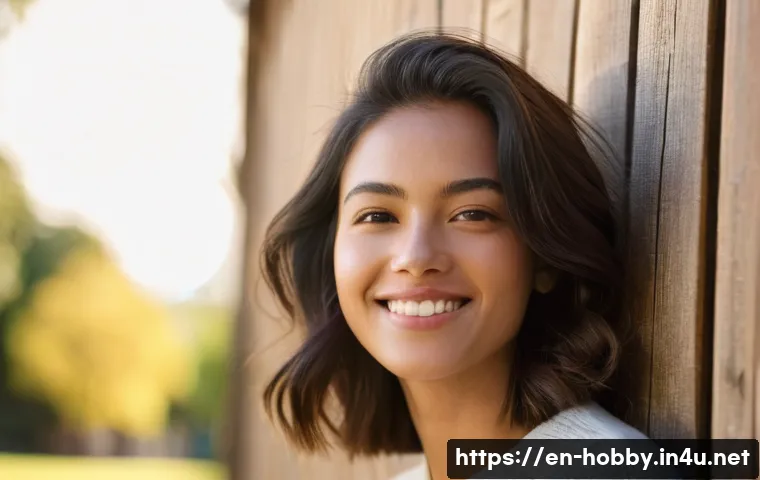 인물 사진 촬영 - A natural outdoor portrait of a young woman in her mid-20s during golden hour, softly lit by warm si...
