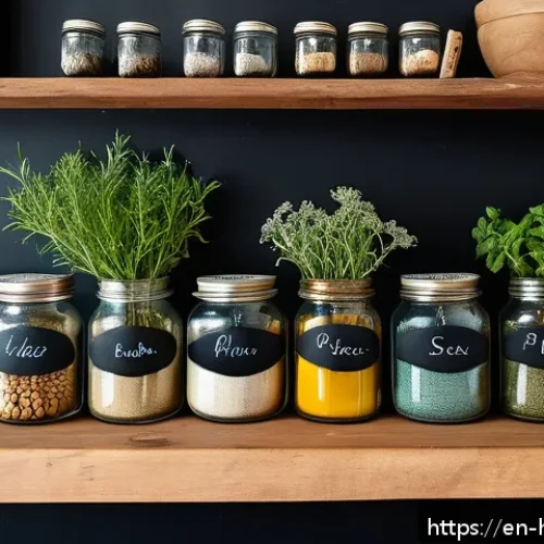 Home 30 DIY 재활용 아이디어 - A cozy kitchen scene featuring a variety of clean glass jars repurposed as stylish storage container...